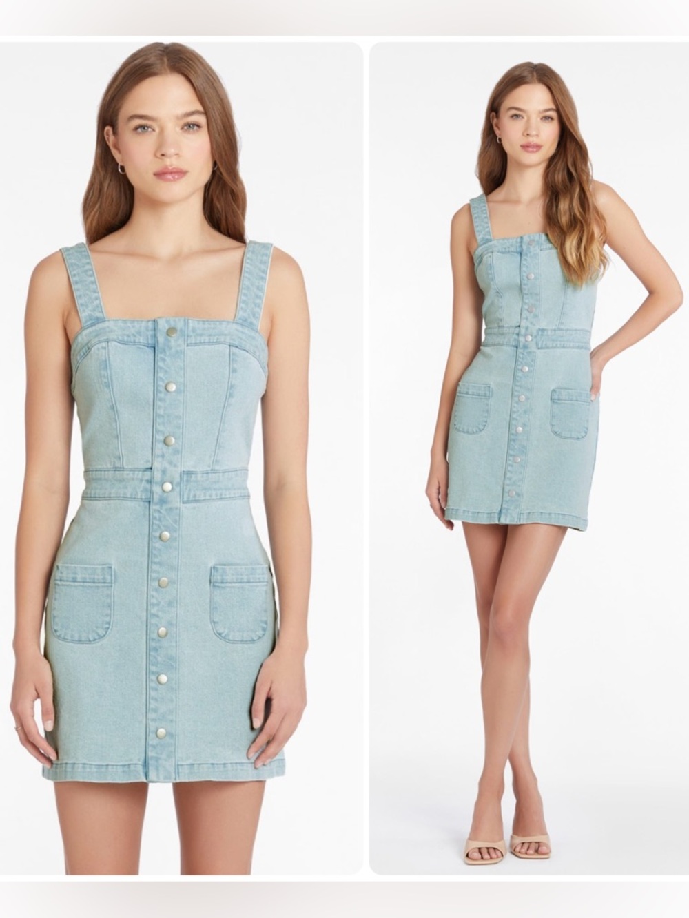 Amanda Uprichard Archie Iceberg Blue Denim Cotton Mini Dress NWT $250